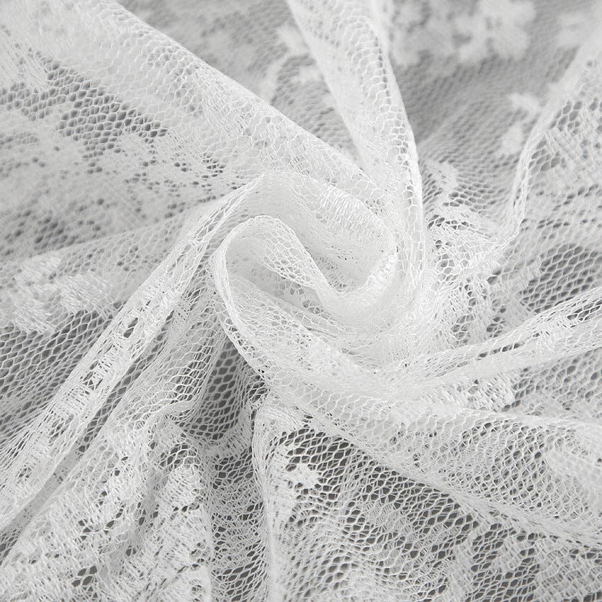 Lace Detail A-Line Midi Skirt - White