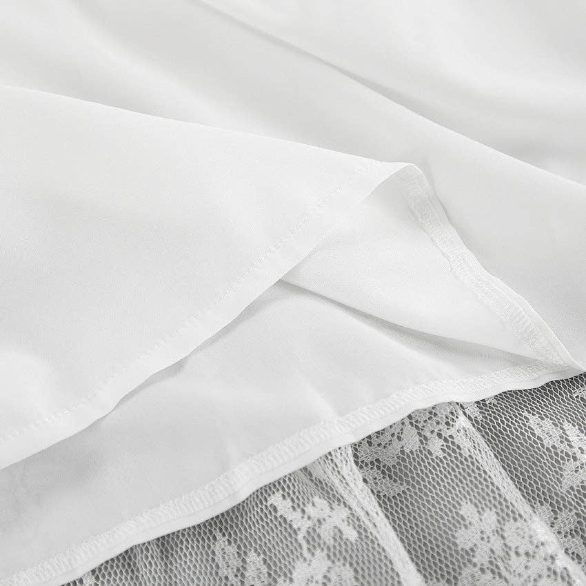 Lace Detail A-Line Midi Skirt - White