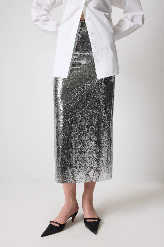Silver Sequin Skirt