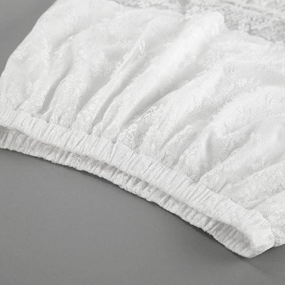 Lace Detail A-Line Midi Skirt - White