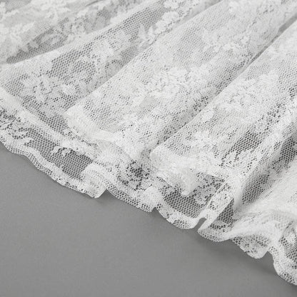 Lace Detail A-Line Midi Skirt - Black