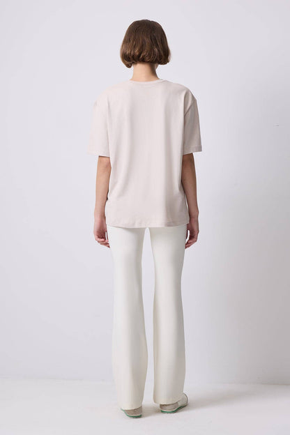 Jewelled Oversized Cotton Tee- Stone