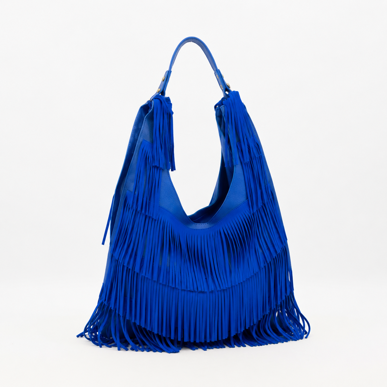 Italian Leather Fringe Bag – Royal Blue
